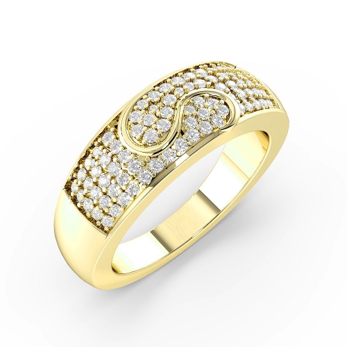 Pave Setting Round Yellow Gold Modern Diamond Rings
