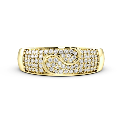 Pave Setting Round Yellow Gold Modern Diamond Rings