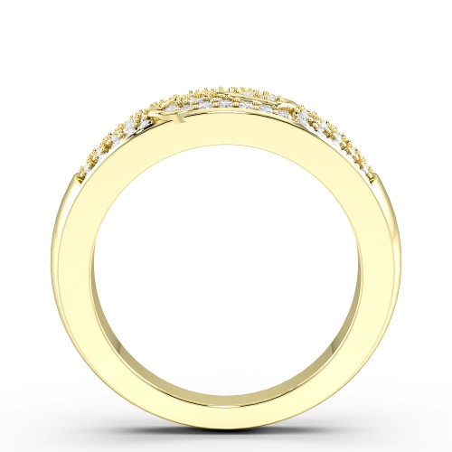 Pave Setting Round Yellow Gold Modern Diamond Rings