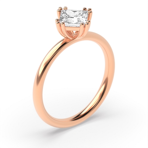 4 Prong Princess Rose Gold Tri claws Engagement Rings