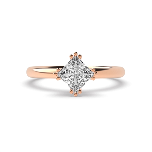 4 Prong Princess Rose Gold Tri claws Engagement Rings