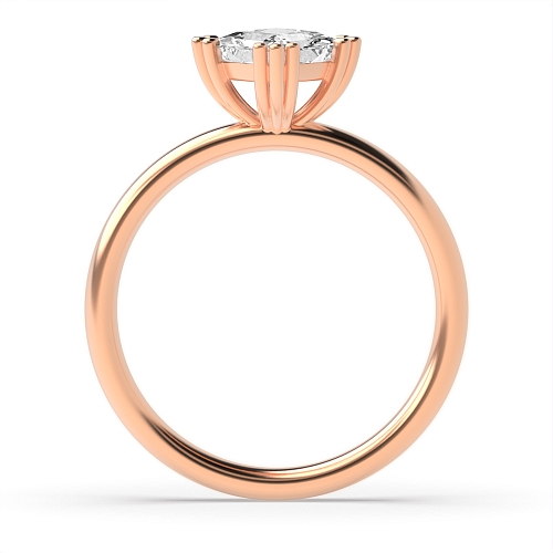 4 Prong Princess Rose Gold Tri claws Engagement Rings