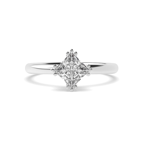 4 Prong Princess Tri claws Naturally Mined Diamond Engagement Rings