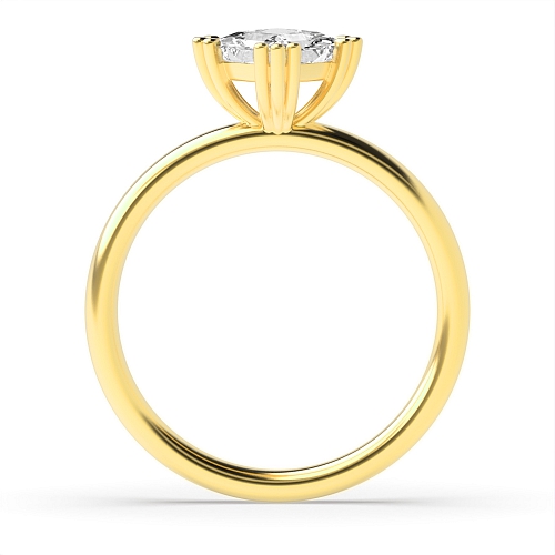4 Prong Princess Yellow Gold Tri claws Engagement Rings