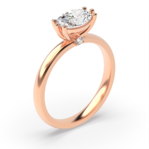 4 Prong Oval Rose Gold Tri claws Engagement Rings