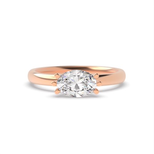 4 Prong Oval Rose Gold Tri claws Engagement Rings