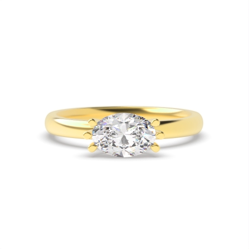 4 Prong Oval Yellow Gold Tri claws Engagement Rings
