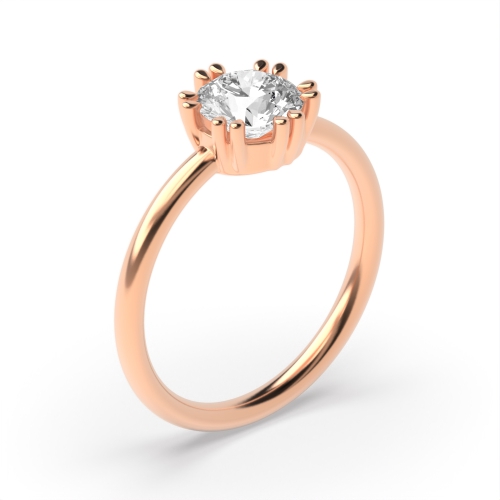 6 Prong Round Rose Gold Double claws Engagement Rings