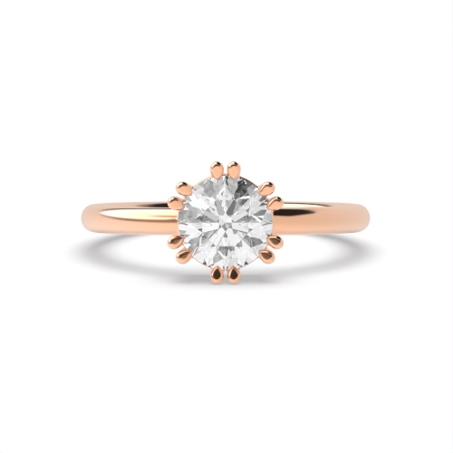 6 Prong Round Rose Gold Double claws Engagement Rings