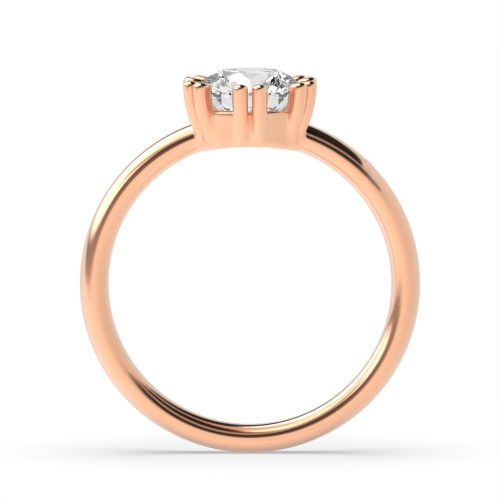 6 Prong Round Rose Gold Double claws Engagement Rings