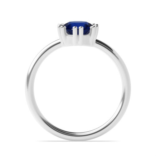 6 Prong Round Double claws Blue Sapphire Engagement Rings