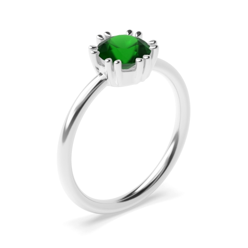 6 Prong Round Double claws Emerald Engagement Rings