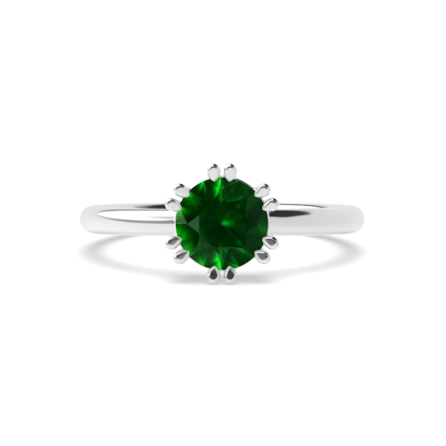 6 Prong Round Double claws Emerald Engagement Rings