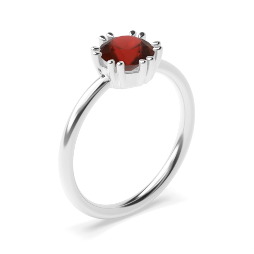 6 Prong Round Double claws Garnet Engagement Rings