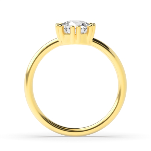 6 Prong Round Yellow Gold Double claws Engagement Rings