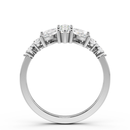 4 Prong Marquise/Round Bursting Flower Cluster Diamond Ring