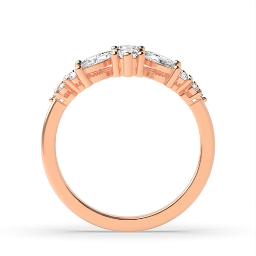 4 Prong Marquise/Round Rose Gold Bursting flower Engagement Rings