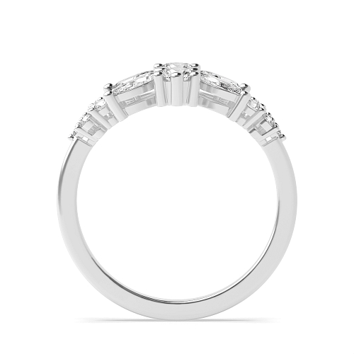 4 Prong Marquise/Round Bursting flower Moissanite Engagement Rings