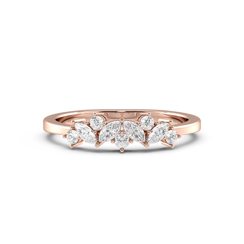 4 Prong Marquise/Round Rose Gold Cluster Diamond Rings