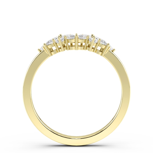 4 Prong Marquise/Round Yellow Gold Cluster Diamond Rings