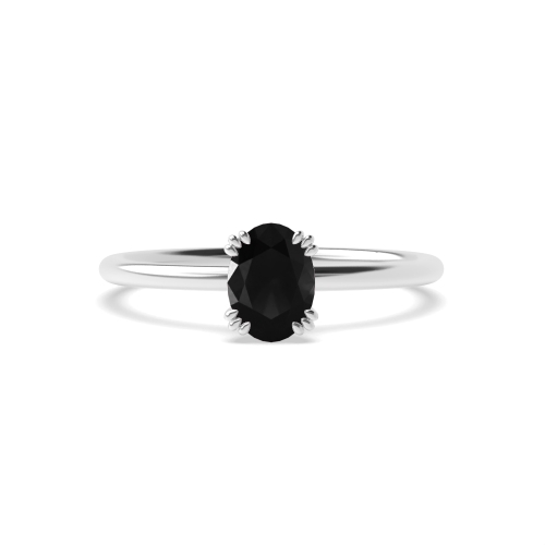 Tri Claws Delicate Black Diamond Solitaire Engagement Ring