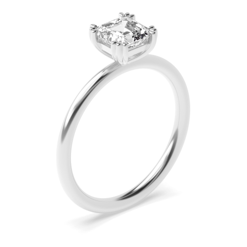 Asscher Tri Claws Delicate Solitaire Engagement Ring