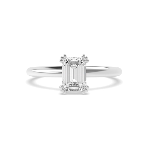 Emerald Tri Claws Delicate Solitaire Engagement Ring