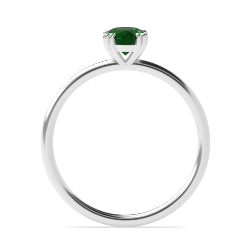 Tri Claws Delicate Emerald Solitaire Engagement Ring
