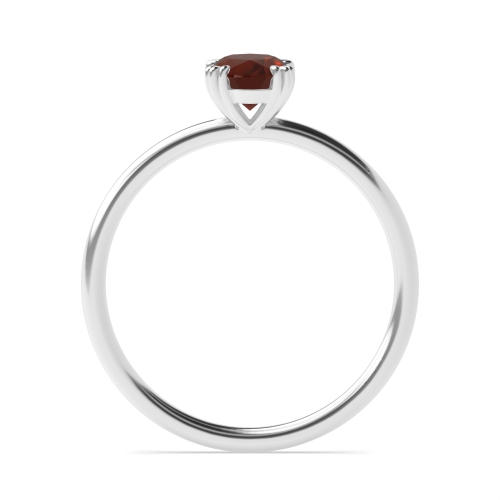 Tri Claws Delicate Garnet Solitaire Engagement Ring