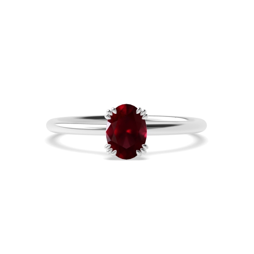 Tri Claws Delicate Ruby Solitaire Engagement Ring