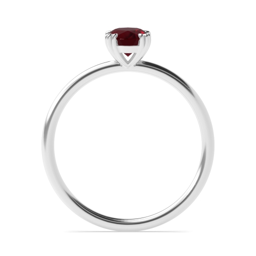 Tri Claws Delicate Ruby Solitaire Engagement Ring