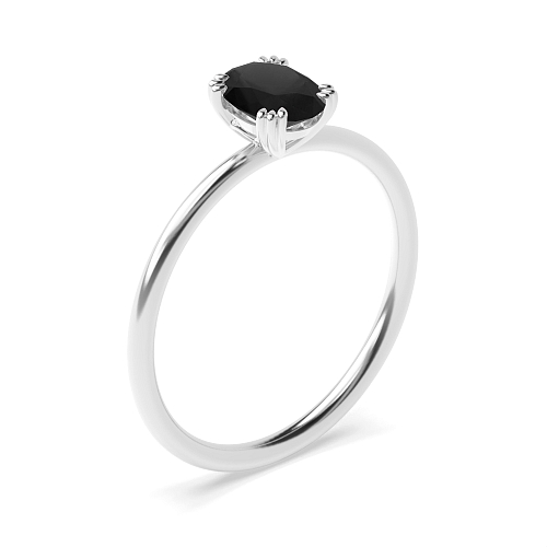 Tri claws delicate Black Diamond Solitaire Engagement Rings