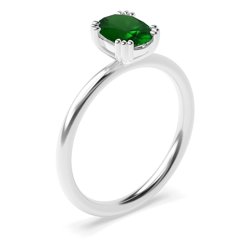 Tri claws delicate Emerald Engagement Rings