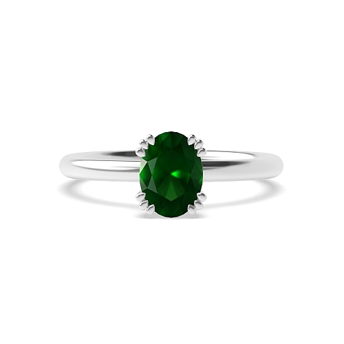 Tri claws delicate Emerald Engagement Rings