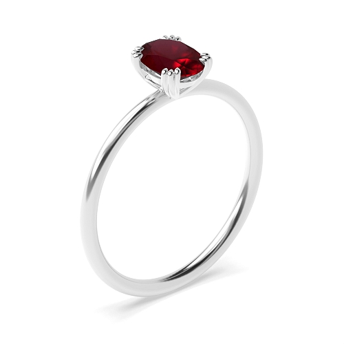 Tri Claws Delicate Ruby Solitaire Engagement Ring