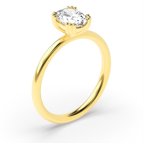 Yellow Gold Tri claws delicate Engagement Rings