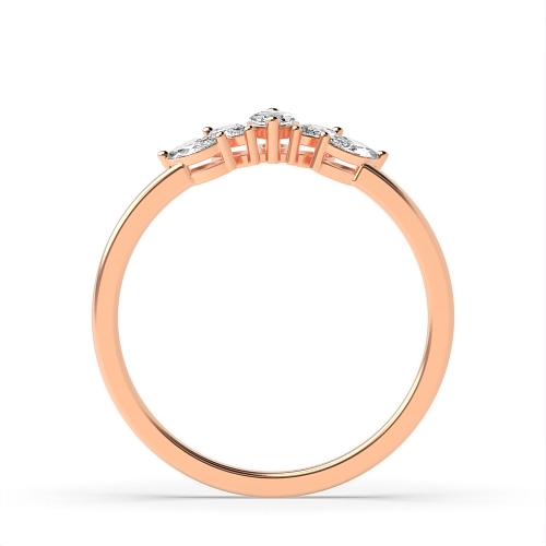 4 Prong Marquise Rose Gold 5 stone crown shaped Band Wedding Rings & Bands