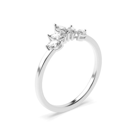 4 Prong Marquise 5 stone crown shaped Designer Diamond Ring