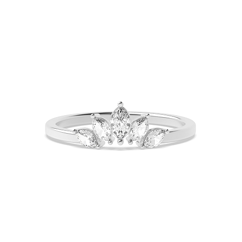 4 Prong Marquise 5 stone crown shaped Designer Diamond Ring