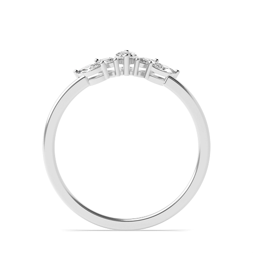 4 Prong Marquise White Gold 5 stone crown shaped Wedding Rings & Bands