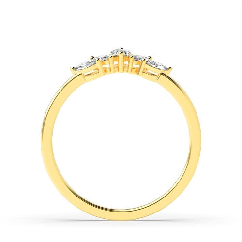 4 Prong Marquise Yellow Gold 5 stone crown shaped Band Wedding Rings & Bands