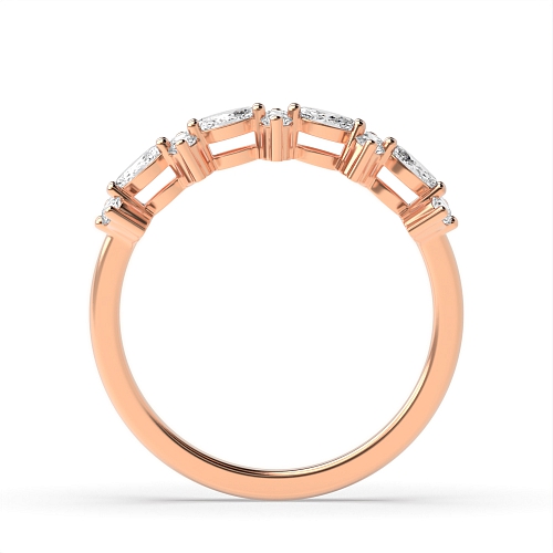 4 Prong Marquise/Round Rose Gold Unique Unusual Wedding Diamond Rings