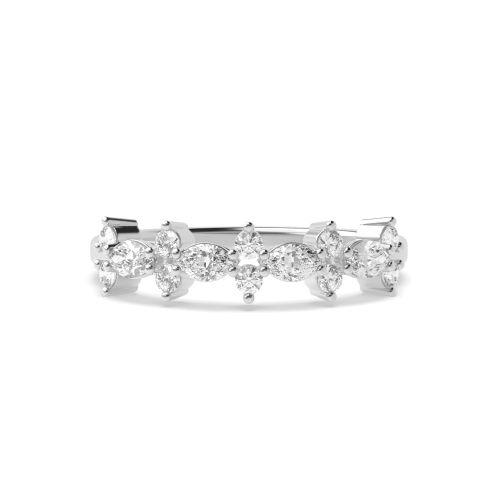 4 Prong Marquise/Round unique Half Eternity Diamond Ring