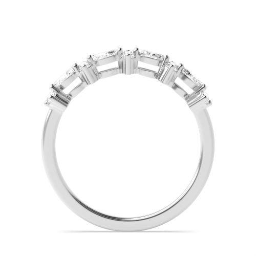 4 Prong Marquise/Round unique Half Eternity Diamond Ring