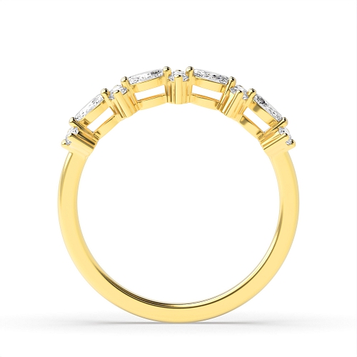 4 Prong Marquise/Round Yellow Gold Unique Eternity Diamond Rings