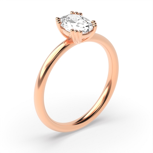 4 Prong Oval Rose Gold Triple claws Engagement Rings