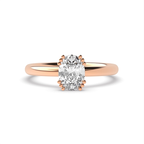 4 Prong Oval Rose Gold Triple claws Engagement Rings