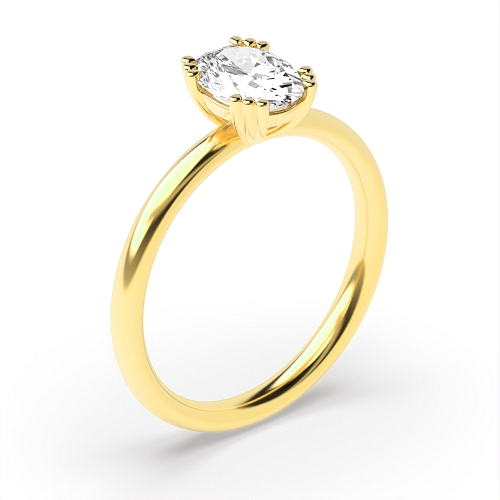 4 Prong Oval Yellow Gold Triple claws Engagement Rings