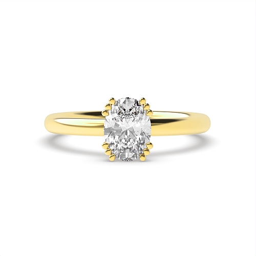 4 Prong Oval Yellow Gold Triple claws Engagement Rings