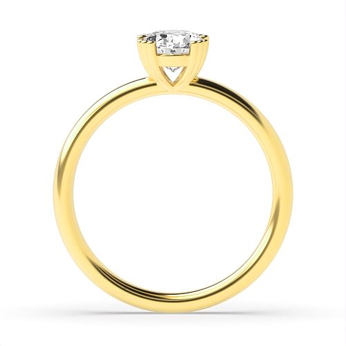 4 Prong Oval Yellow Gold Triple claws Engagement Rings